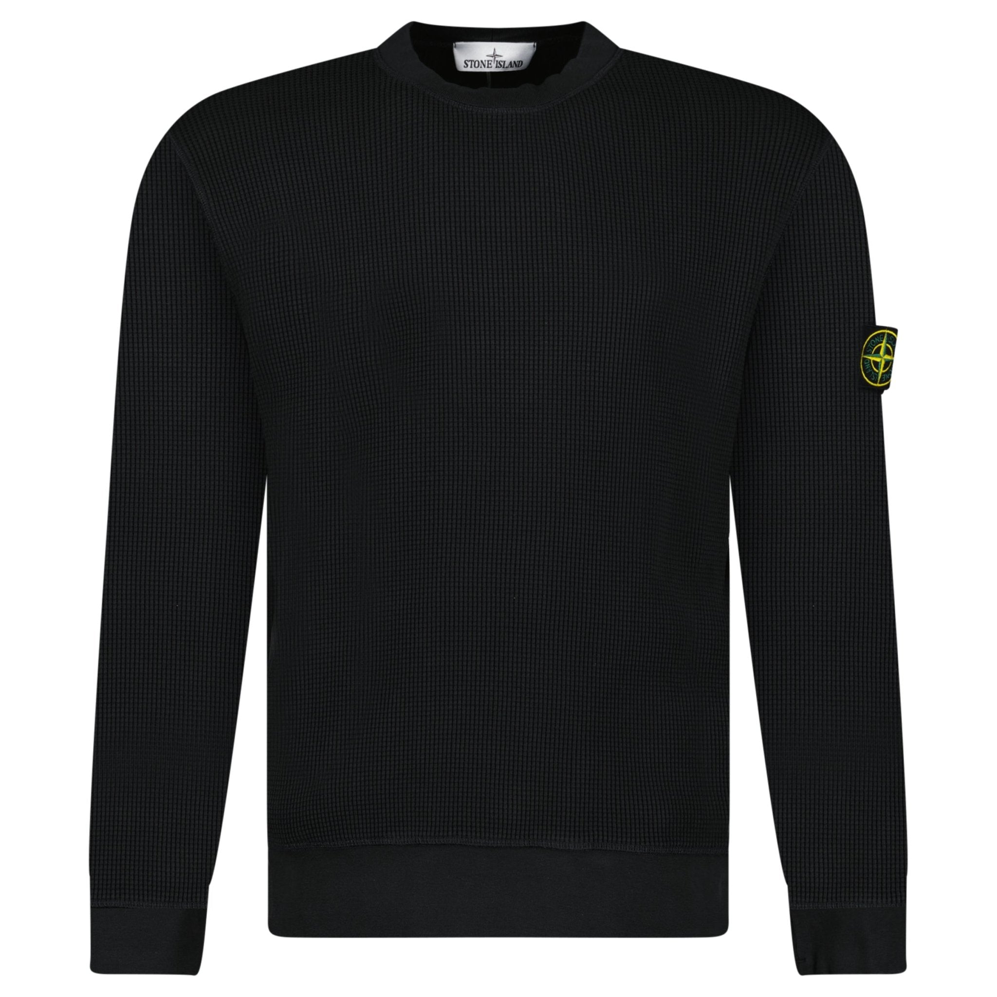 Color variation of Stone Island Organic Cotton Waffle Fleece Crewneck Sweatshirt in Black