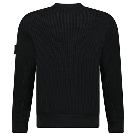 Stone Island Organic Cotton Waffle Fleece Crewneck Sweatshirt in Black - Boinclo - Outlet Sale Under Retail