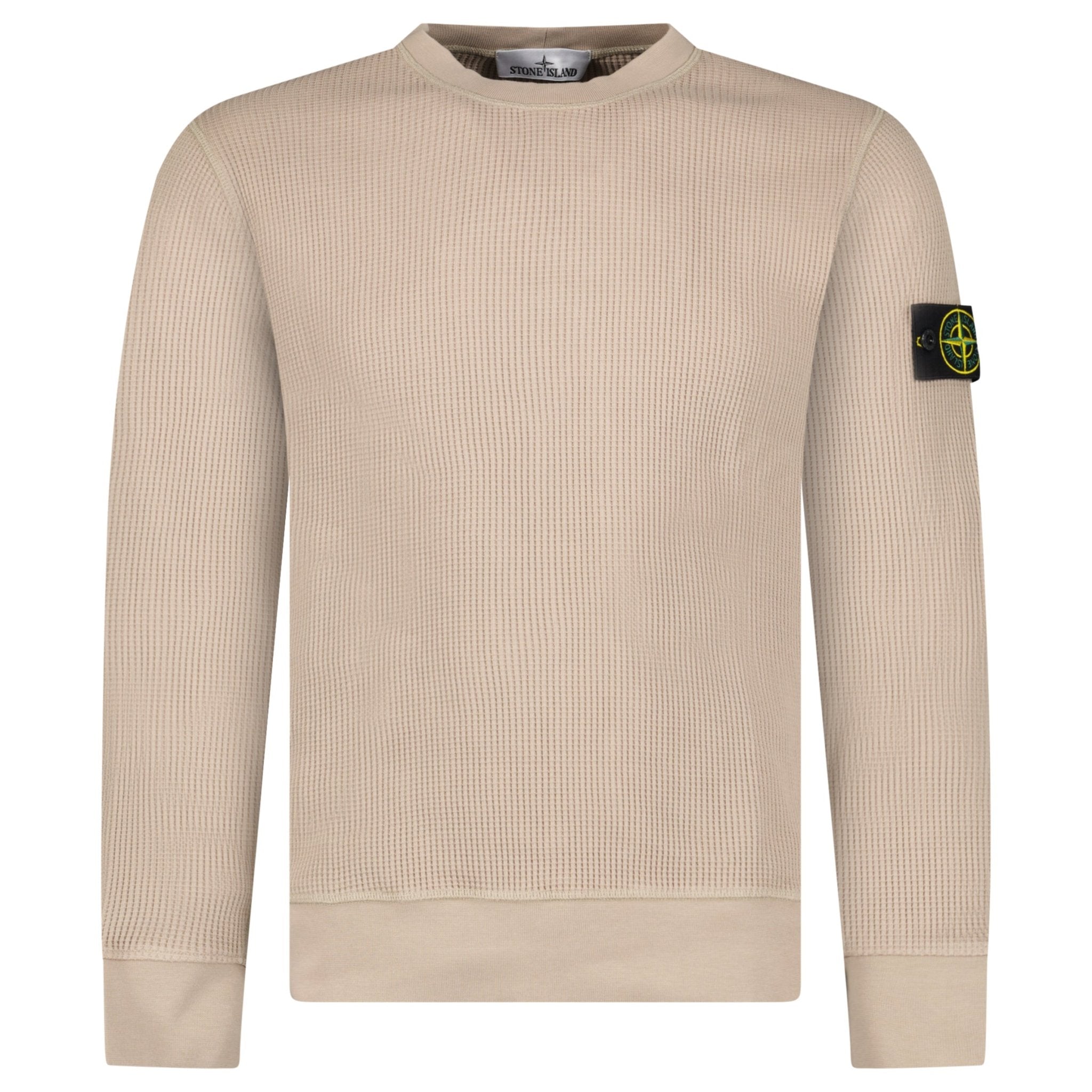 Color variation of Stone Island Organic Cotton Waffle Fleece Crewneck Sweatshirt in Desert Beige