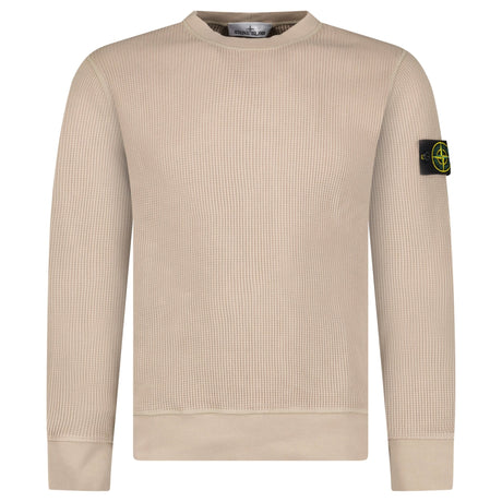 Stone Island Organic Cotton Waffle Fleece Crewneck Sweatshirt in Desert Beige - Boinclo - Outlet Sale Under Retail
