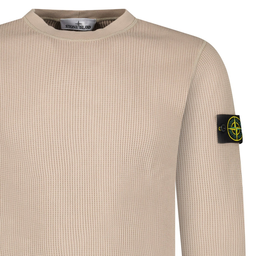 Stone Island Organic Cotton Waffle Fleece Crewneck Sweatshirt in Desert Beige - Boinclo - Outlet Sale Under Retail