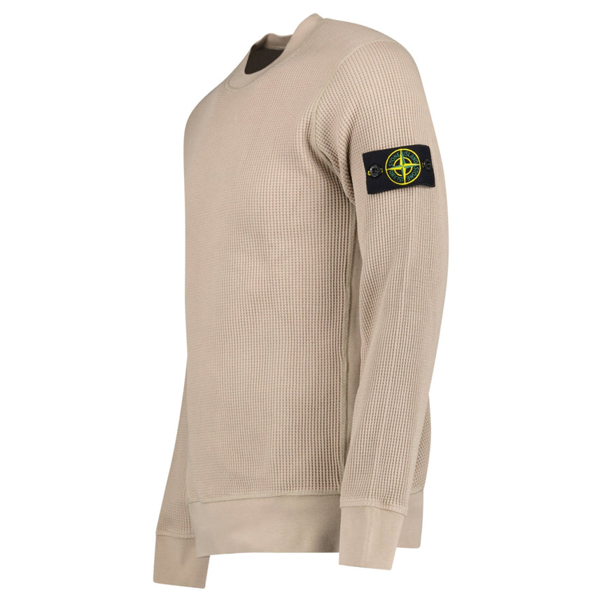 Stone Island Organic Cotton Waffle Fleece Crewneck Sweatshirt in Desert Beige - Boinclo - Outlet Sale Under Retail