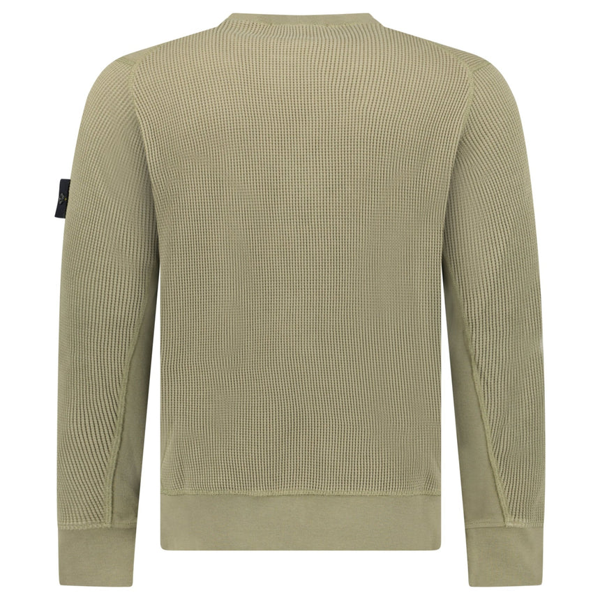 Stone Island Organic Cotton Waffle Fleece Crewneck Sweatshirt in Military Green - Boinclo - Outlet Sale Under Retail
