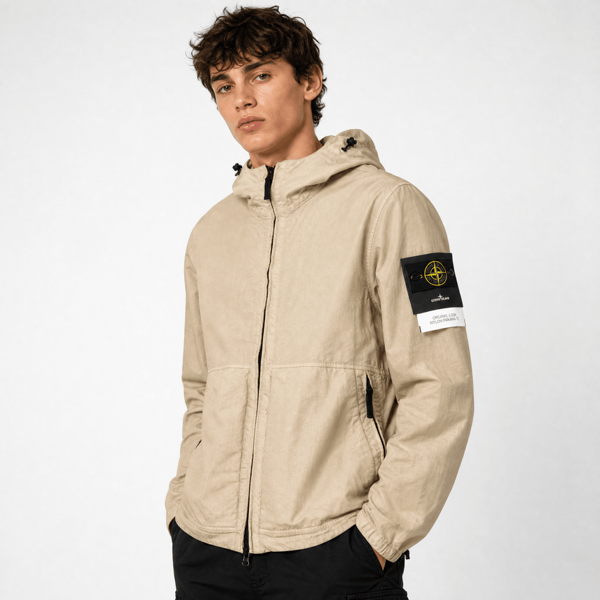 Stone Island Organic-Look Nylon Panama-TC Hooded Jacket in Desert Beige - Boinclo - Outlet Sale Under Retail