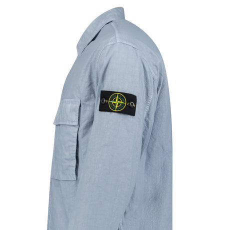 Stone Island Organic - Look Nylon Panama - TC Overshirt in Avio Blue - Boinclo - Outlet Sale Under Retail