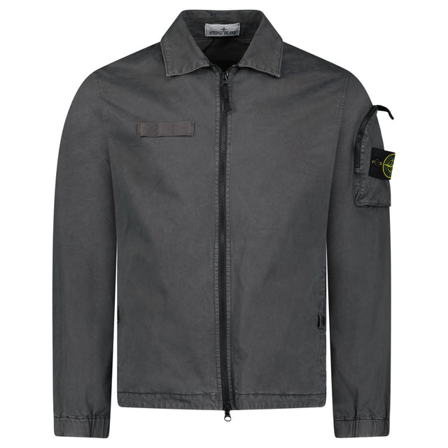 Stone Island Organic Stretch Broken Twill Cotton Overshirt in Charcoal Grey - Boinclo - Outlet Sale Under Retail