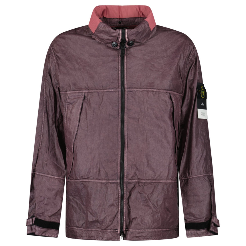 Stone Island Raw Linen Plated-OVD Short Parka in Dark Burgundy - Boinclo - Outlet Sale Under Retail