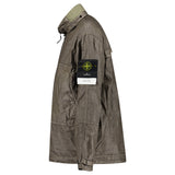 Stone Island Raw Linen Plated-OVD Short Parka in Military Green - Boinclo - Outlet Sale Under Retail