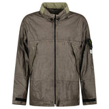 Stone Island Raw Linen Plated-OVD Short Parka in Military Green - Boinclo - Outlet Sale Under Retail