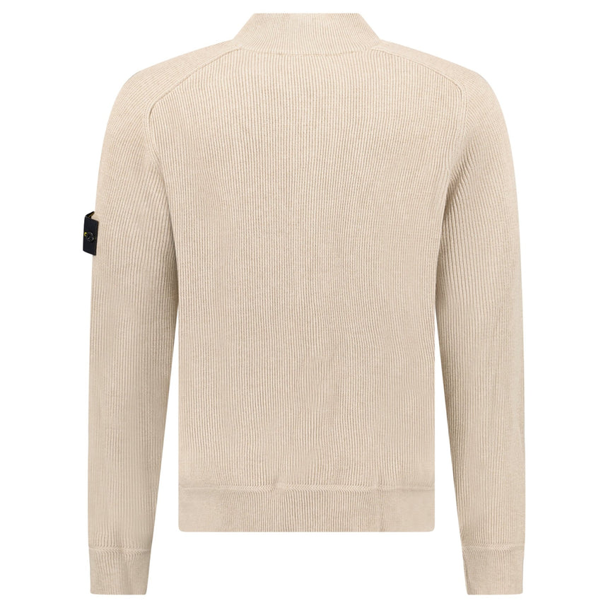 Stone Island Ribbed Soft Organic Cotton Half-Zip Jumper in Desert Sand - Boinclo - Outlet Sale Under Retail