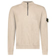 Stone Island Ribbed Soft Organic Cotton Half-Zip Jumper in Desert Sand - Boinclo - Outlet Sale Under Retail