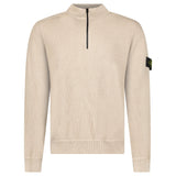 Stone Island Ribbed Soft Organic Cotton Half-Zip Jumper in Desert Sand - Boinclo - Outlet Sale Under Retail