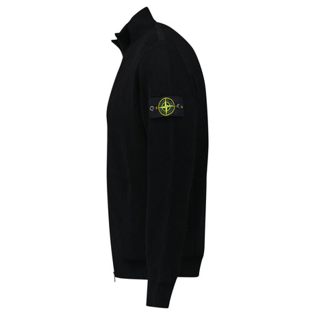 Stone Island Ribbed Soft Organic Cotton Zip - Up Jumper in Black - Boinclo - Outlet Sale Under Retail