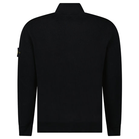 Stone Island Ribbed Soft Organic Cotton Zip - Up Jumper in Black - Boinclo - Outlet Sale Under Retail
