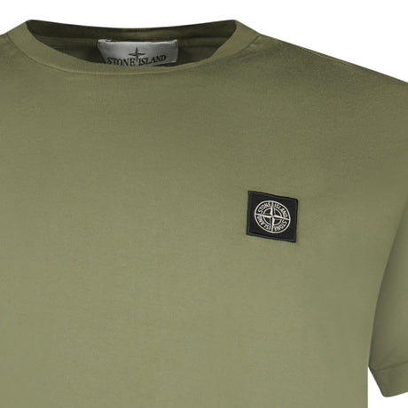 Stone Island Slim - Fit Short - Sleeve T-Shirt With Compass Patch Military Green - Boinclo - Outlet Sale Under Retail