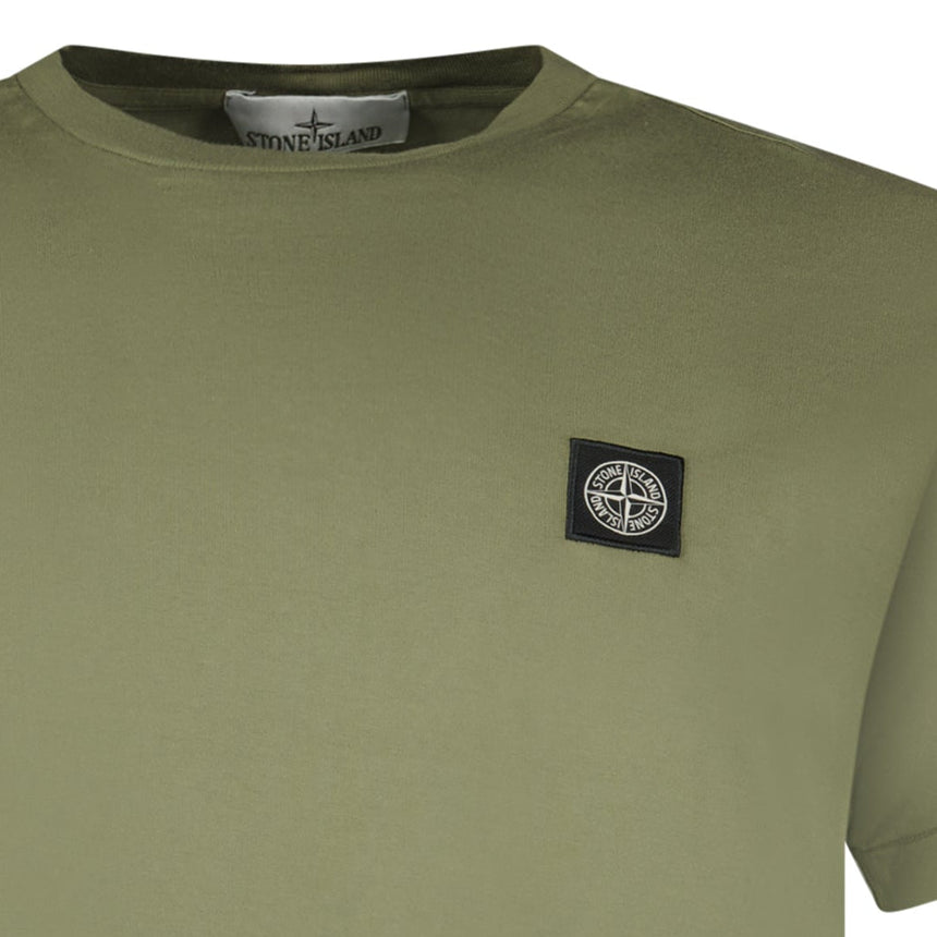 Stone Island Slim - Fit Short - Sleeve T-Shirt With Compass Patch Military Green - Boinclo - Outlet Sale Under Retail