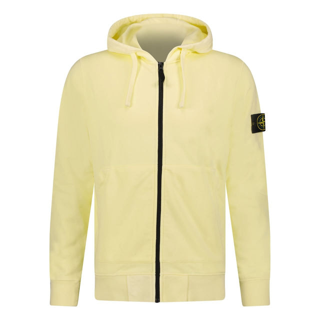 Stone Island Badge Zip Hooded Sweatshirt Yellow - Boinclo - Outlet Sale Under Retail