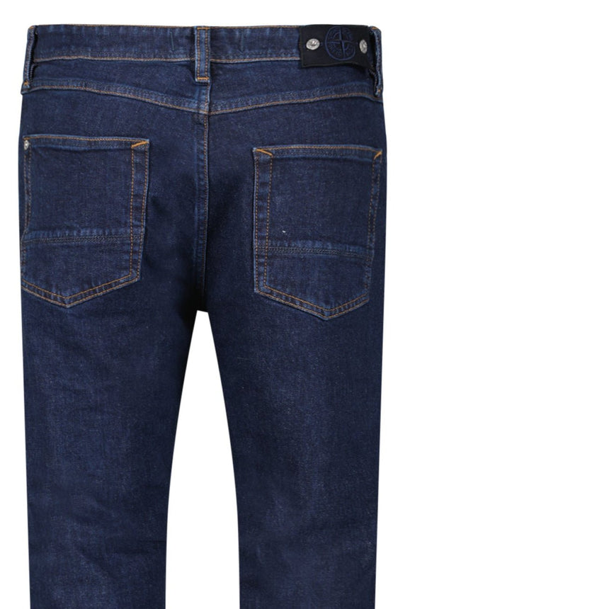 Stone Island Blue Rinsed Buttoned Indigo Denim Jeans Blue - Boinclo - Outlet Sale Under Retail