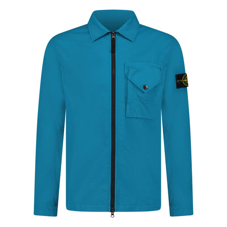Stone Island Brushed Cotton One Pocket Overshirt Blue - Boinclo - Outlet Sale Under Retail