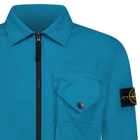 Stone Island Brushed Cotton One Pocket Overshirt Blue - Boinclo - Outlet Sale Under Retail