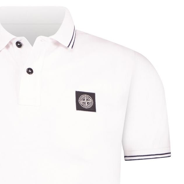 Stone Island Compass Logo Polo T-Shirt Twin Tip White - Boinclo - Outlet Sale Under Retail