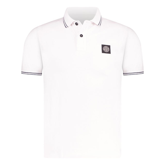 Stone Island Compass Logo Polo T-Shirt Twin Tip White - Boinclo - Outlet Sale Under Retail