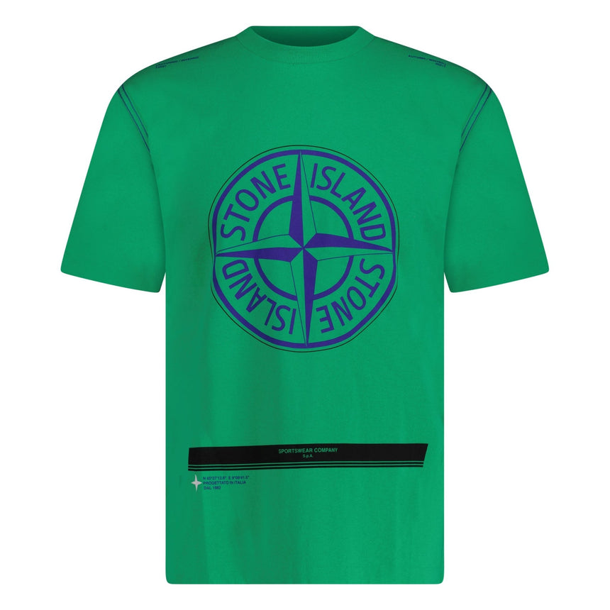 Stone Island Compass Logo Print T-Shirt Green - Boinclo - Outlet Sale Under Retail