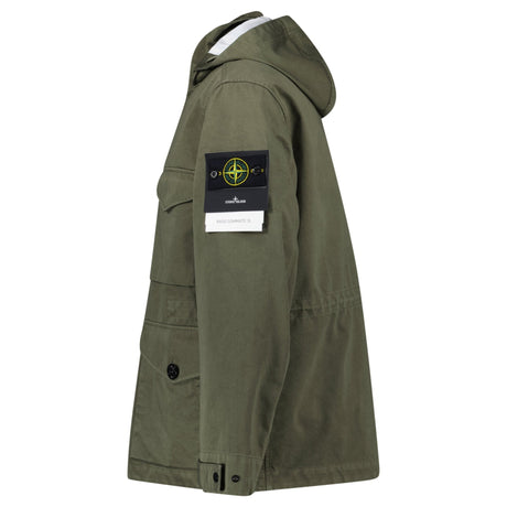 Stone Island Drawstring - Hood Regular - Fit Cotton Jacket in Military Green - Boinclo - Outlet Sale Under Retail