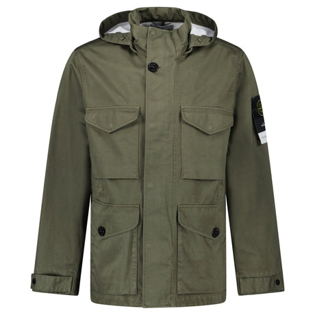 Stone Island Drawstring - Hood Regular - Fit Cotton Jacket in Military Green - Boinclo - Outlet Sale Under Retail