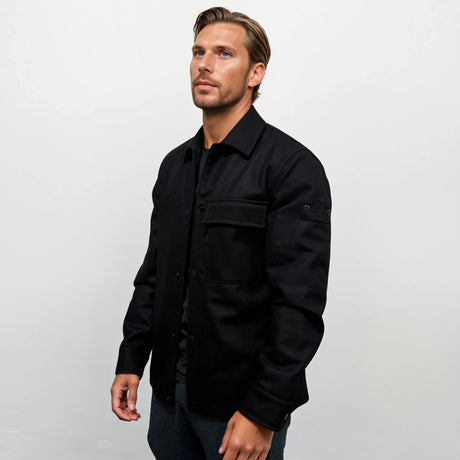 Stone Island Ghost Piece Virgin Wool - Blend Felt Overshirt in Black - Boinclo - Outlet Sale Under Retail
