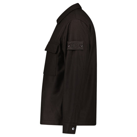 Stone Island Ghost Piece Virgin Wool - Blend Felt Overshirt in Dark Brown - Boinclo - Outlet Sale Under Retail