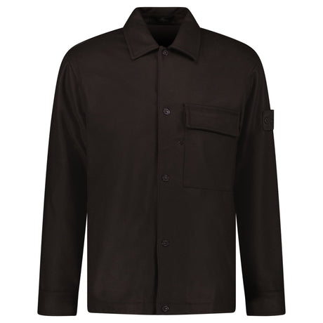 Stone Island Ghost Piece Virgin Wool - Blend Felt Overshirt in Dark Brown - Boinclo - Outlet Sale Under Retail