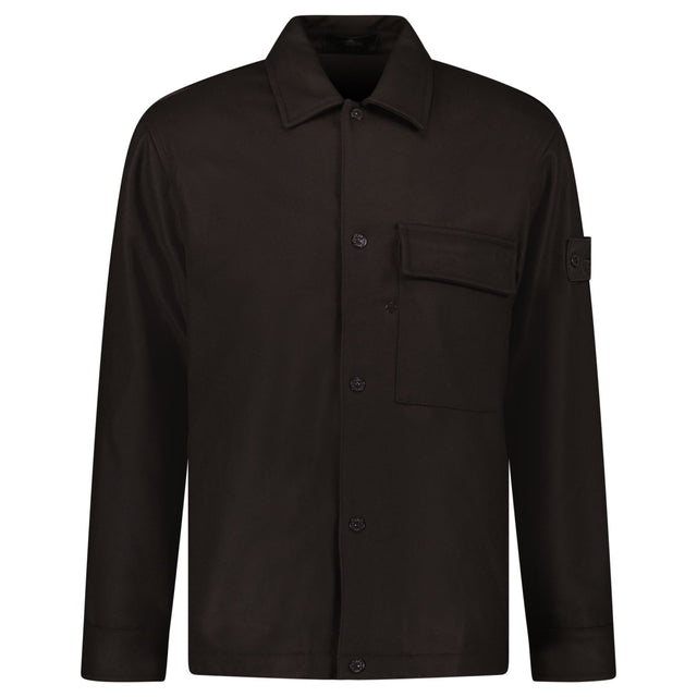 Stone Island Ghost Piece Virgin Wool - Blend Felt Overshirt in Dark Brown - Boinclo - Outlet Sale Under Retail