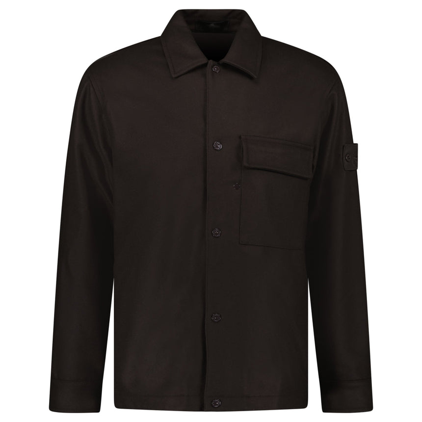 Stone Island Ghost Piece Virgin Wool - Blend Felt Overshirt in Dark Brown - Boinclo - Outlet Sale Under Retail