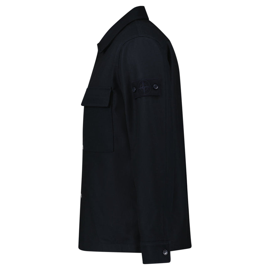 Stone Island Ghost Piece Virgin Wool - Blend Felt Overshirt in Navy - Boinclo - Outlet Sale Under Retail