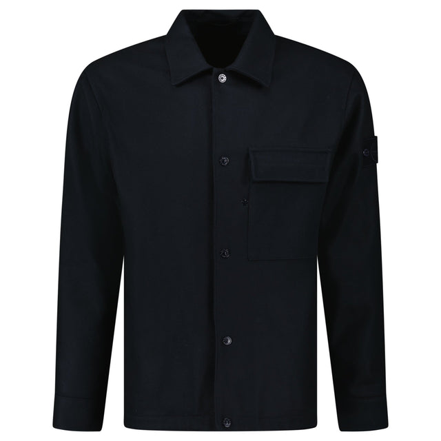 Stone Island Ghost Piece Virgin Wool - Blend Felt Overshirt in Navy - Boinclo - Outlet Sale Under Retail