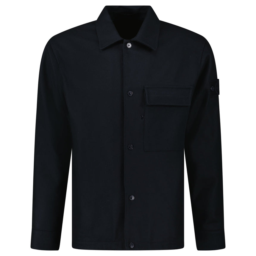 Stone Island Ghost Piece Virgin Wool - Blend Felt Overshirt in Navy - Boinclo - Outlet Sale Under Retail