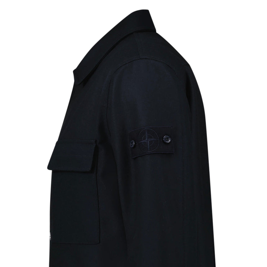 Stone Island Ghost Piece Virgin Wool - Blend Felt Overshirt in Navy - Boinclo - Outlet Sale Under Retail