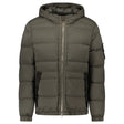Stone Island Hooded Down Jacket with Seamless Feather Tunnels in Military Green - Boinclo - Outlet Sale Under Retail