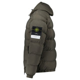 Stone Island Hooded Down Jacket with Seamless Feather Tunnels in Military Green - Boinclo - Outlet Sale Under Retail