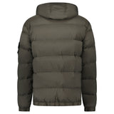Stone Island Hooded Down Jacket with Seamless Feather Tunnels in Military Green - Boinclo - Outlet Sale Under Retail