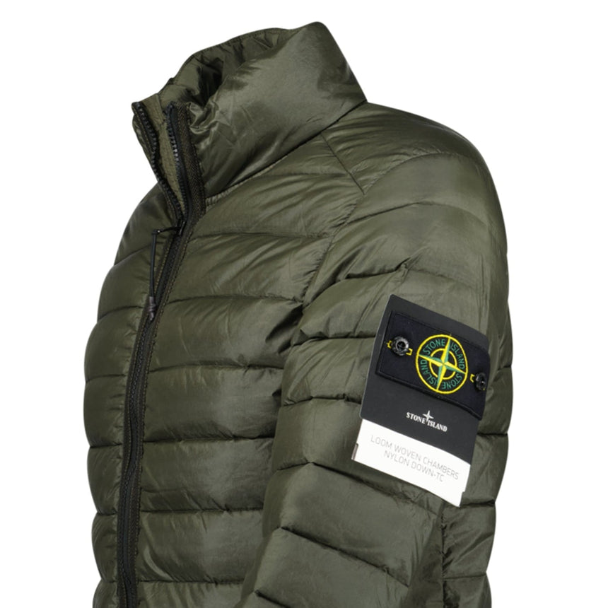 Stone Island Loom Woven Chambers R - Nylon Down - Tc Jacket Military Green - Boinclo - Outlet Sale Under Retail