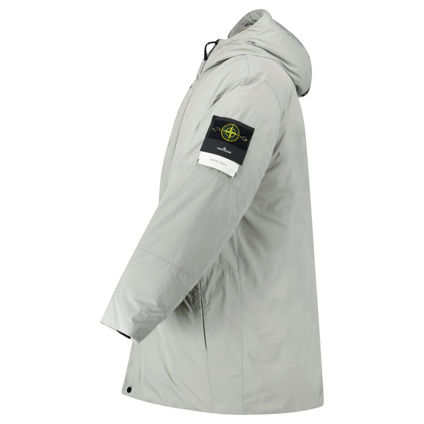 Stone Island Micro Twill Hooded Long Parka in Pearl Grey - Boinclo - Outlet Sale Under Retail