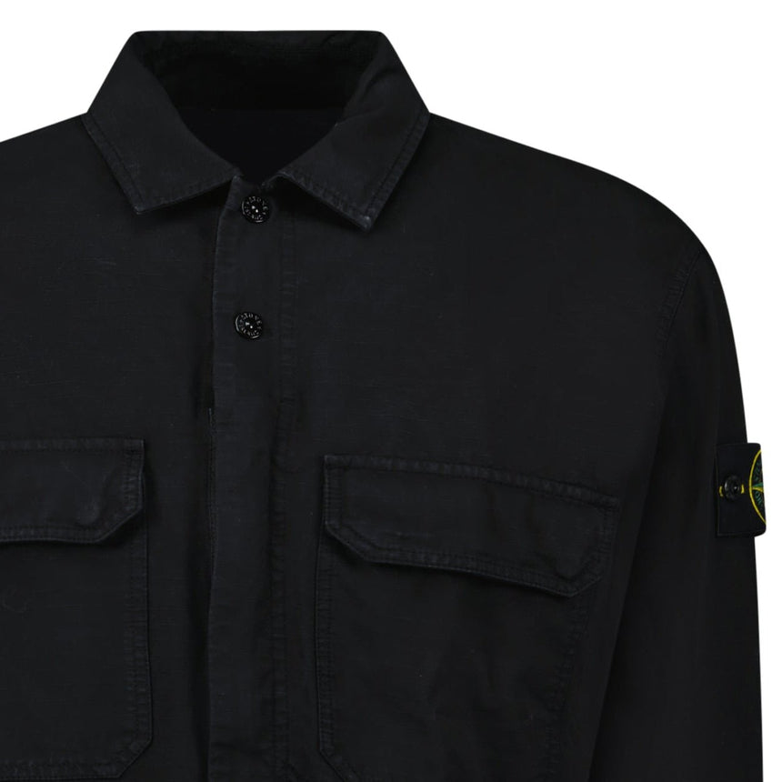 Stone Island Organic Cotton Ripstop Overshirt in Black - Boinclo - Outlet Sale Under Retail