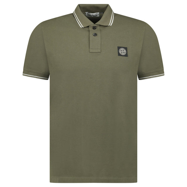 Stone Island Stripe Collar Polo T-Shirt Slim Fit Military Green - Boinclo - Outlet Sale Under Retail