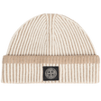 Stone Island Vanisé Wool Ribbed Beanie in Ivory - Boinclo - Outlet Sale Under Retail
