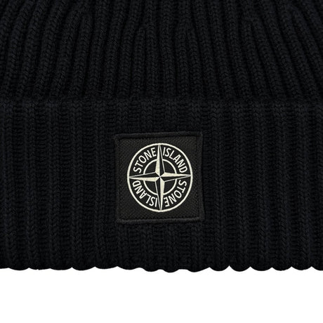 Stone Island Wool Ribbed Beanie in Black - Boinclo - Outlet Sale Under Retail