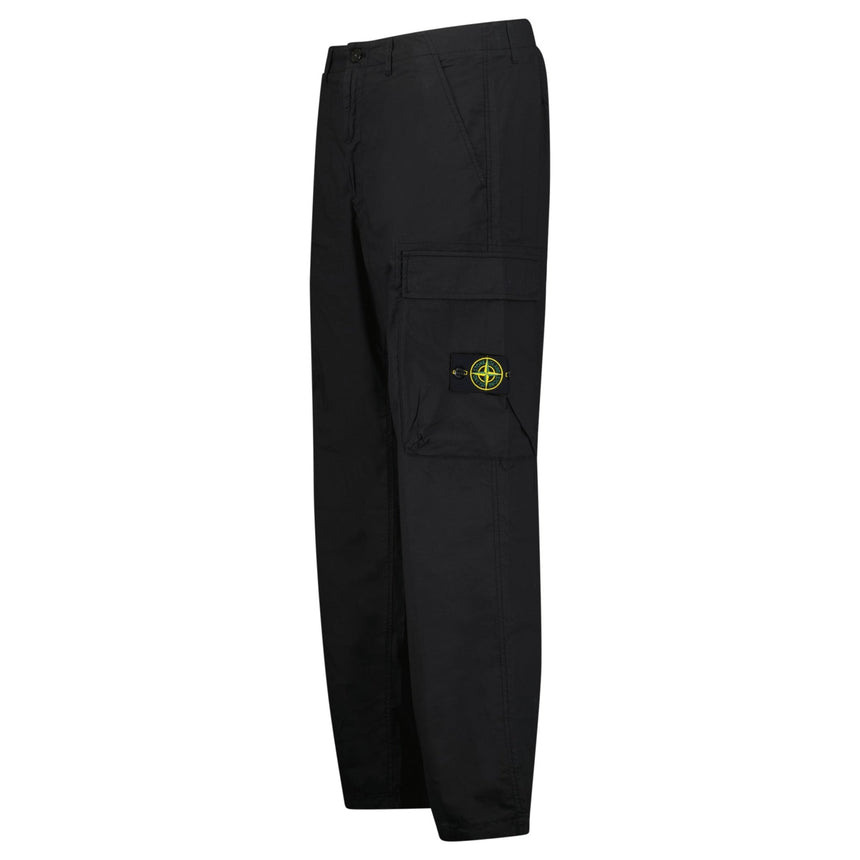 Stone Island Stretch Cotton Tela 'Paracadute' Loose Fit Cargo Trousers in Black - Boinclo - Outlet Sale Under Retail