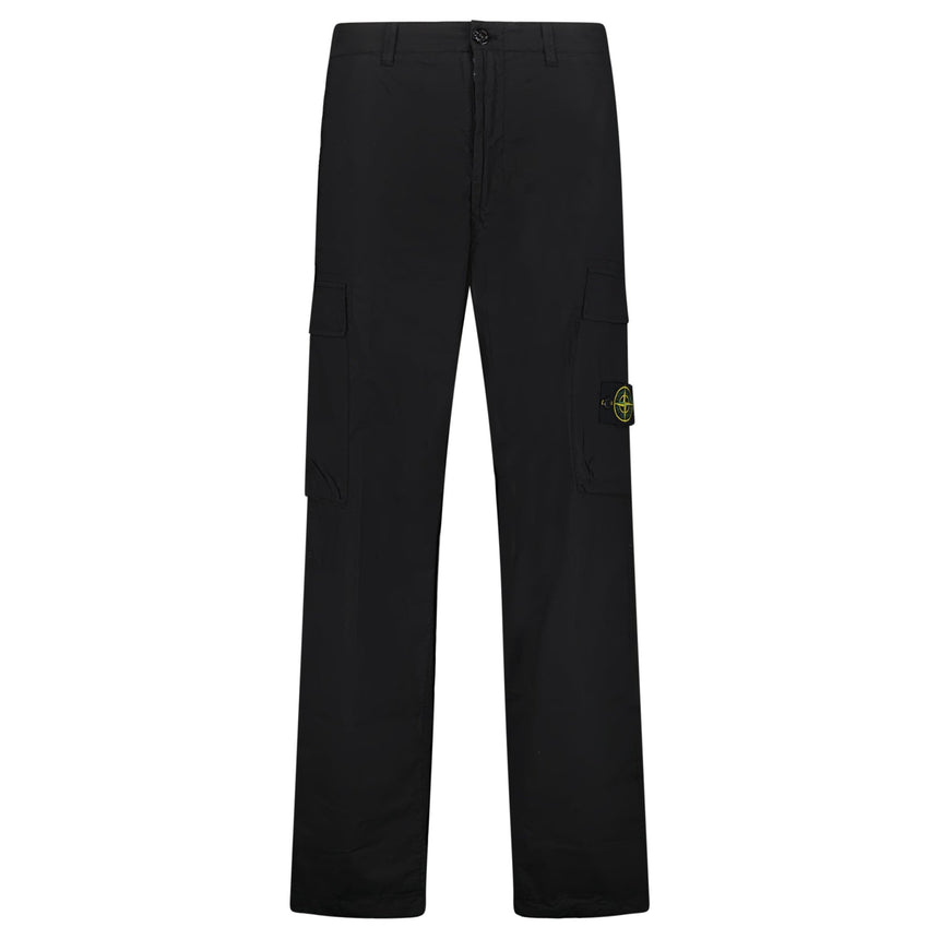 Stone Island Stretch Cotton Tela 'Paracadute' Loose Fit Cargo Trousers in Black - Boinclo - Outlet Sale Under Retail