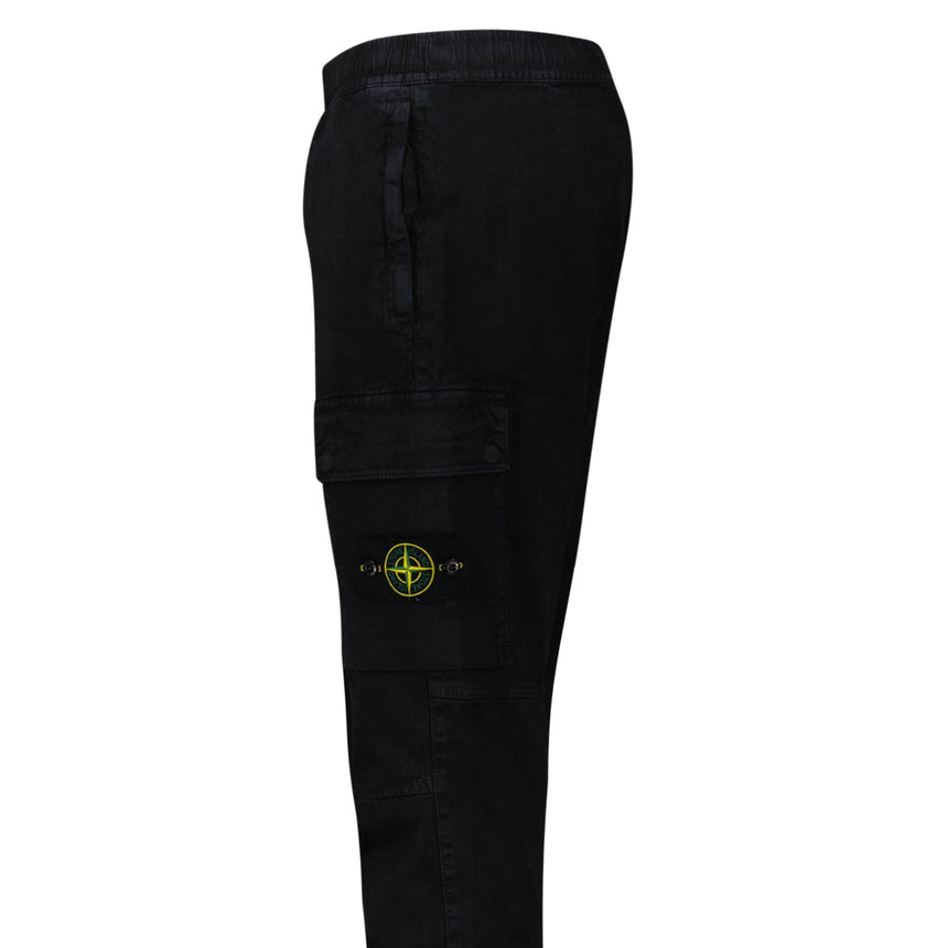 Stone Island Stretch 'Old' Effect Cargo Trousers Black - Boinclo - Outlet Sale Under Retail